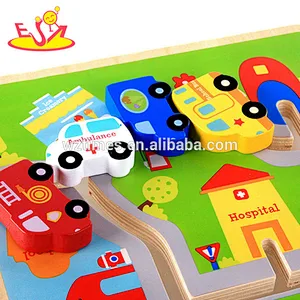 Wholesale cheap educational city car toy wooden maze puzzle for kids W11H026