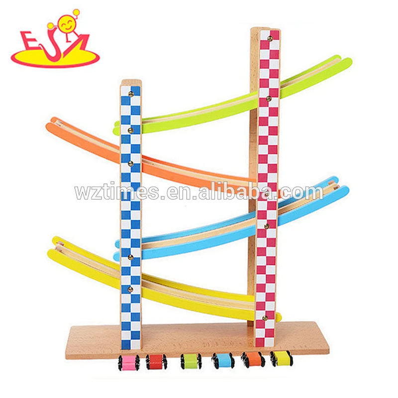 2018 wholesale 4 level baby wooden toy race track funny kids wooden toy race track best children wooden toy race track W04E053