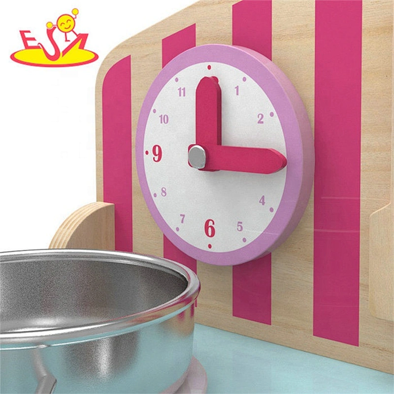 2019 New design pink small wooden role play kitchen for girls W10C427
