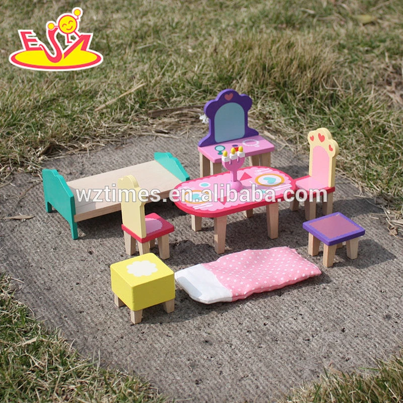 Nettes hölzernes Miniaturpuppenhausgroßhandelsmöbelspielzeug für Rollenspiel der Kinder W06B044