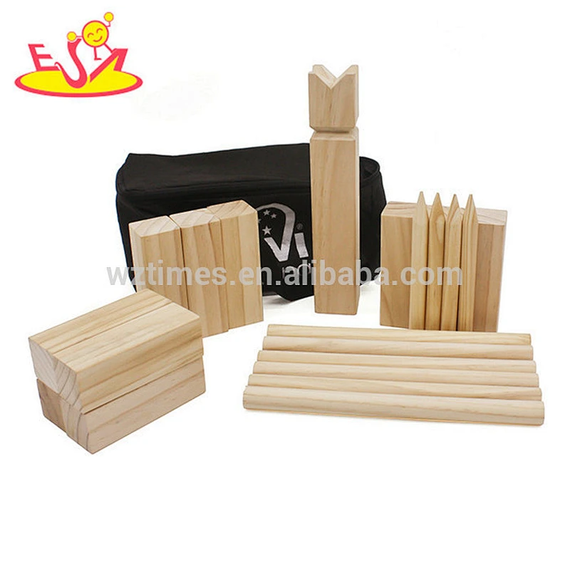 Hardwood outdoor sports & entertainment wooden kubb game set for Children or Adults W01B080