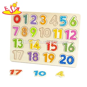 2018 Wholesale small educational puzzle toys wooden number toys for kids figure learning 0-20 W14B098