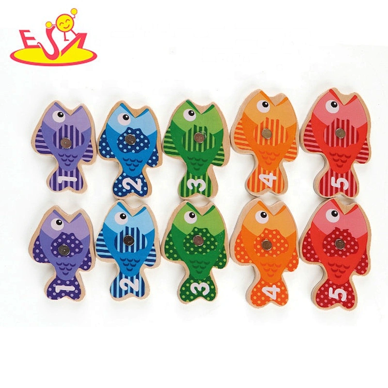 Top quality educational wooden magnetic fishing pole for children W01A342