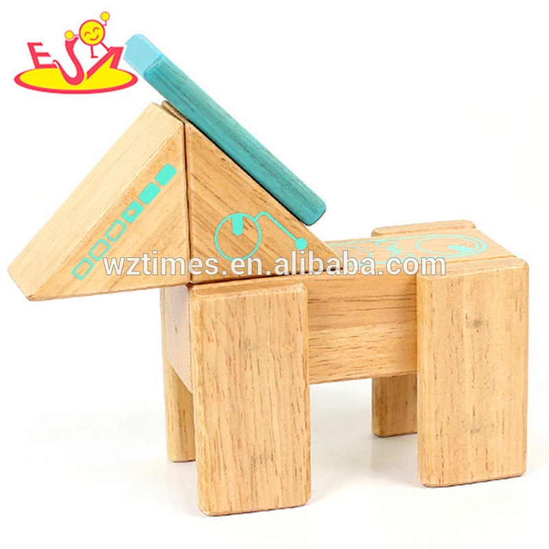 Wholesale intelligent wooden diy robot puzzle toy for children play W03B043