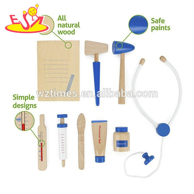 Wholesale brand new wooden role play toy doctor kit let kids learning first aid W10D165