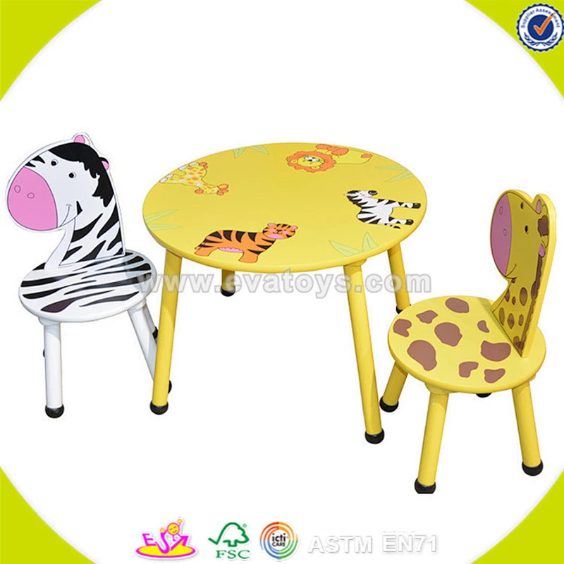 Wholesale cute style baby wooden table and chairs household top quality wooden table and chairs set W08G092