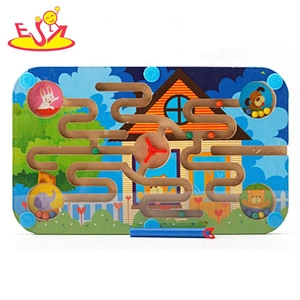 Most popular educational wooden marble labyrinth toy for children W11H054