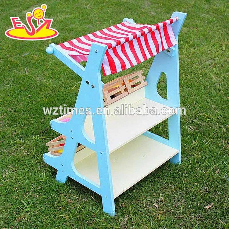 Wholesale high quality play shop game wooden vegetable stand toy W10A053