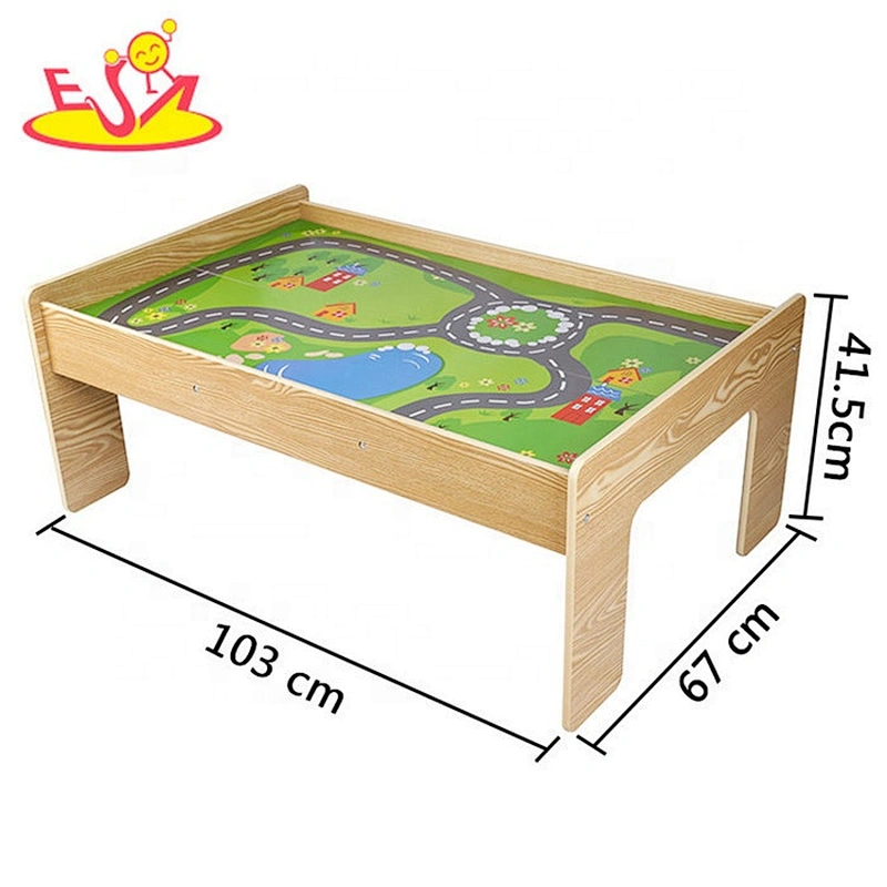 High quality railway wooden train table with storage W04C178