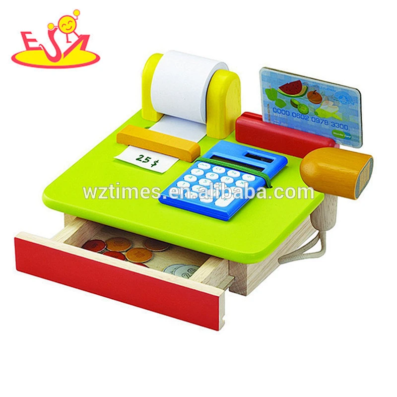 Wholesale creative baby wooden cash register toy funny pretend kids wooden cash register toy W10A064