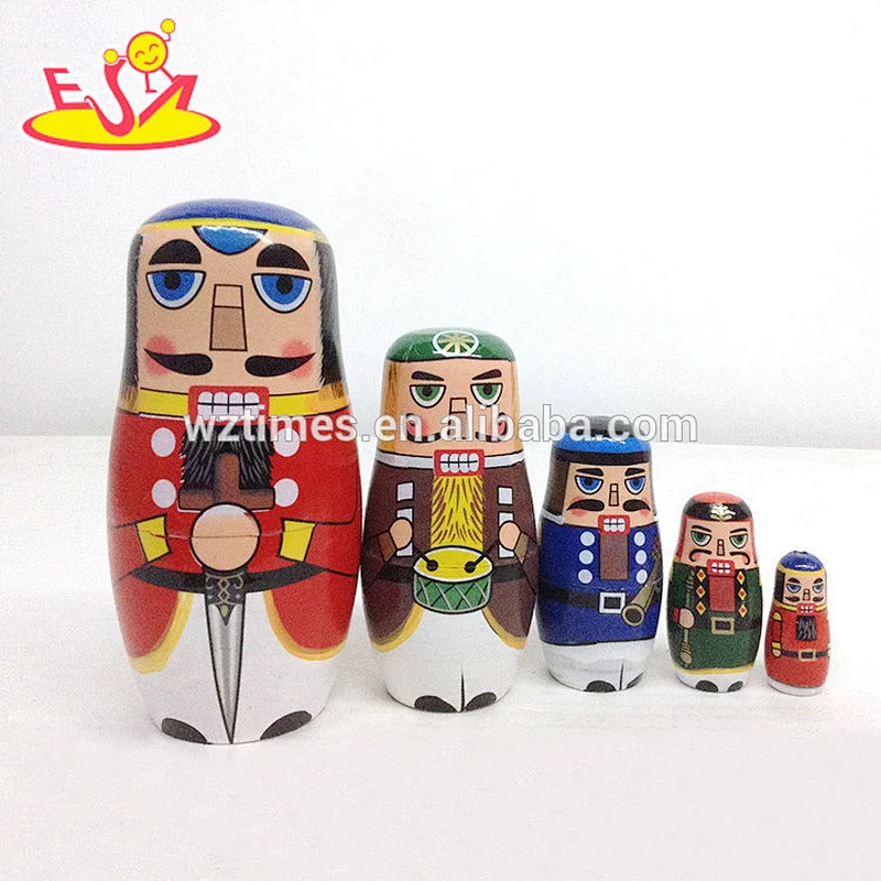 2018 Wholesale cheap nesting doll sets best wooden crafts gifts for kids W06D094