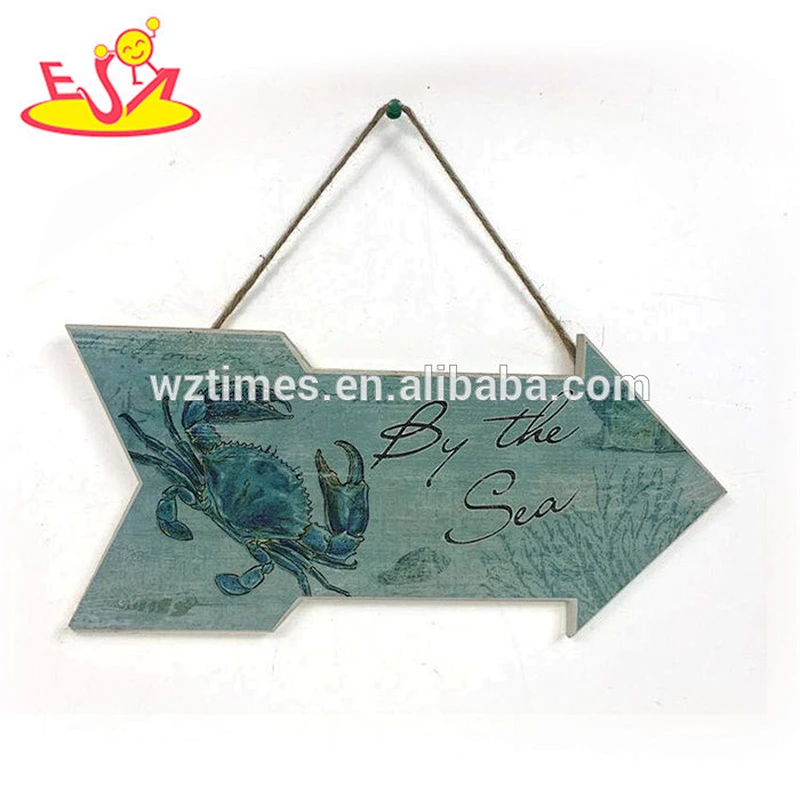 Wholesale delicate custom signs wooden arrow wall decoration guide to beach W09D036