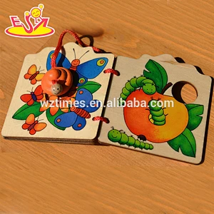 wholesale educational colored wooden child book toy for sale W12E007