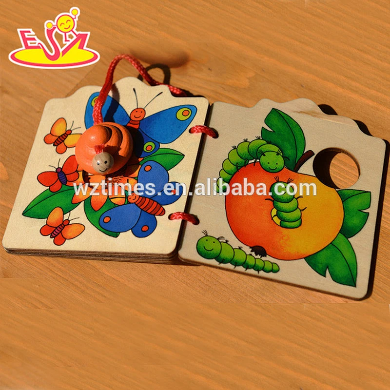 wholesale educational colored wooden child book toy for sale W12E007