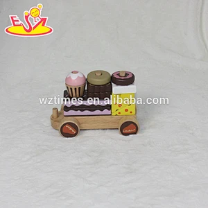 wholesale educational baby wooden cake train toy for pull W05C026