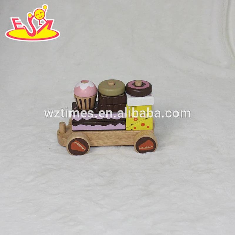 wholesale educational baby wooden cake train toy for pull W05C026