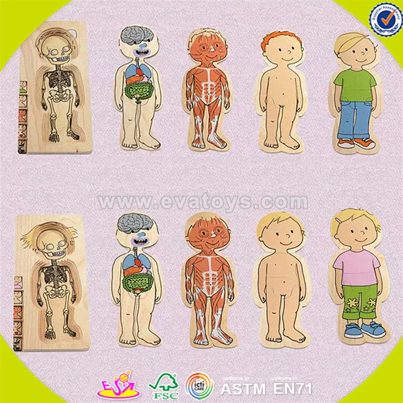 wholesale funny human shape jigsaw toy newest kids wooden human shape jigsaw toy colorful wooden human shape jigsaw toy W14A137