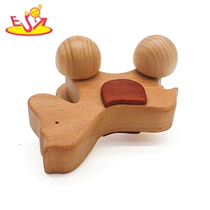 Wholesale lovely craft animals shape small car toy wooden toys vehicle for children W04A236