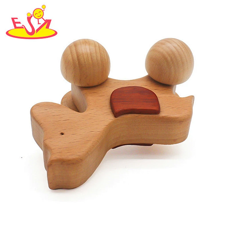Wholesale lovely craft animals shape small car toy wooden toys vehicle for children W04A236