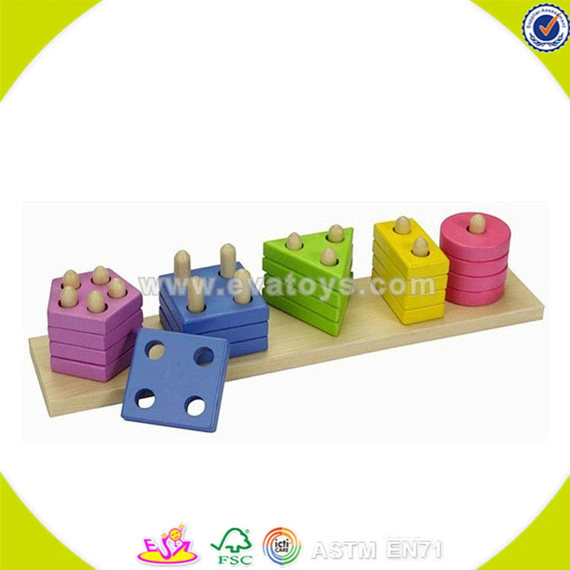 Bebé inteligente al por mayor bloques de apilamiento de madera juego divertido niños bloques de apilamiento de madera juego de juguete traer diversión W13D054