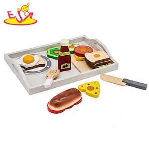 2018 New hottest kids wooden toy food tray set for pretend play W10B272