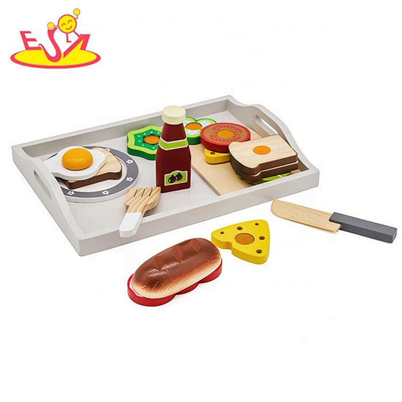 2018 New hottest kids wooden toy food tray set for pretend play W10B272