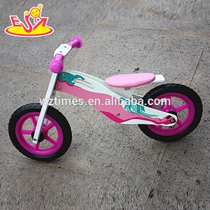 wholesale high quality children wooden pink balance bike cheap kids wooden pink balance bike W16C126