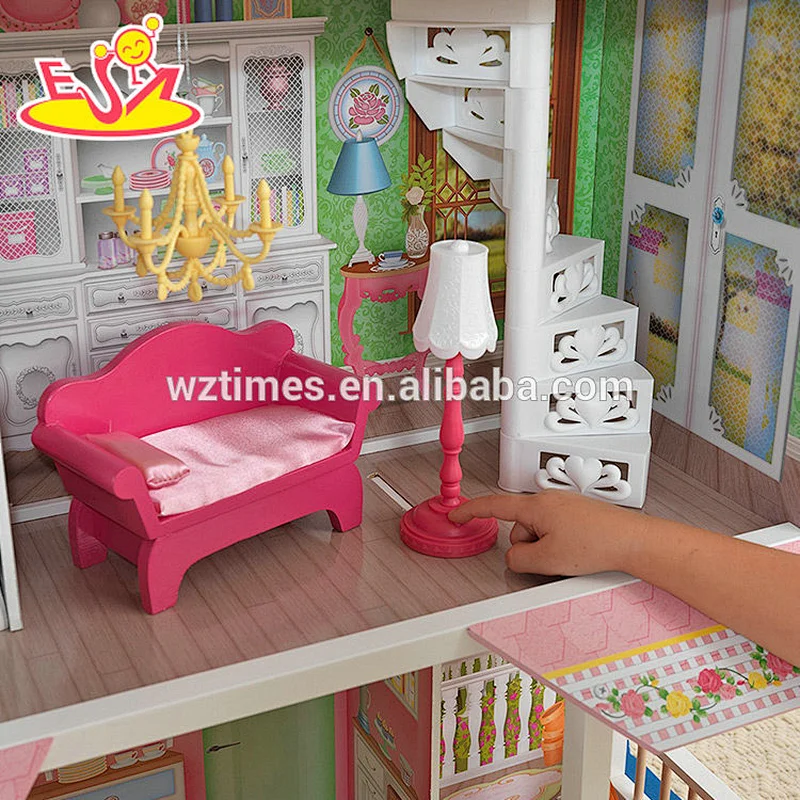 Wholesale fashion wooden dream castle dollhouse toy for girls W06A267