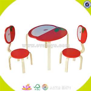 Wholesale beautiful fruit style wooden table and 2 chairs,cute kids wooden table and chairs,top sale table and chairs W08G142