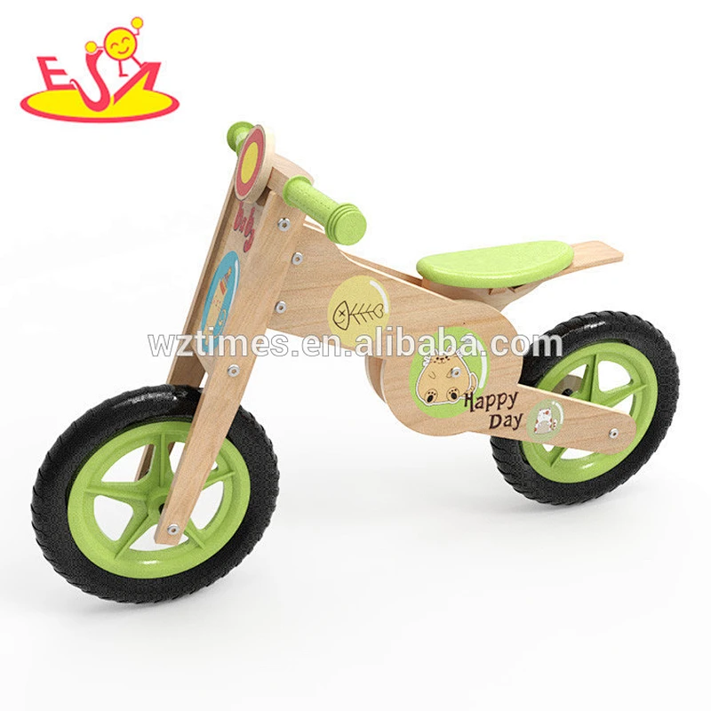 Wholesale brand new wooden cartoon balance bike hot sale baby wooden cartoon balance bike W16C183