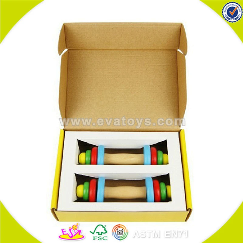 New Products wooden kids Dumbbell Toys hot sale baby wooden toy dumbbell set W01A006