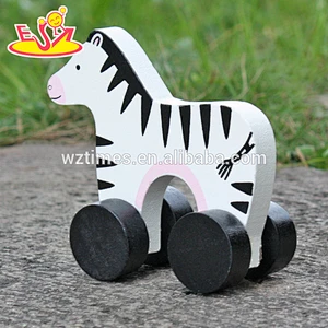 2018 New design wheels wooden zebra toys for kids best sale wooden zebra toys for kids fashion wooden toys for kids W04A316