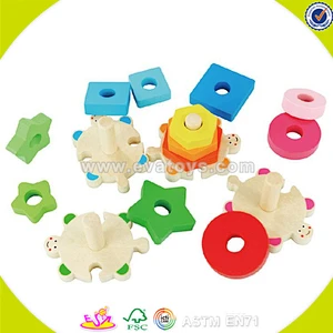 wholesale colorful kids stacking wooden geometric blocks educational children wooden geometric blocks game W13E064