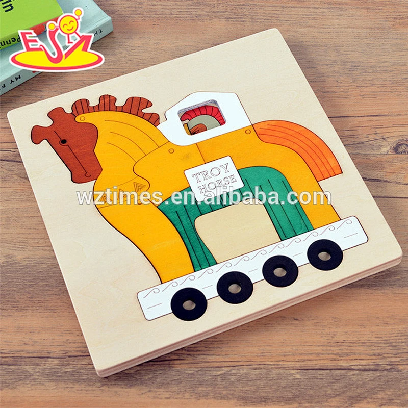 Wholesale teaching aid educational wooden 3d jigsaw toy for children W14A146