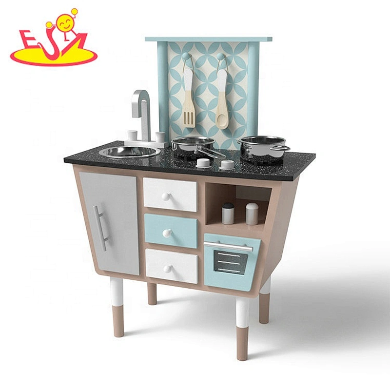 2019 New design children wooden steel kitchen set toy for play W10C475B