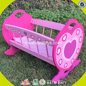 wholesale role play doll furniture wooden toy crib for sale W06B040