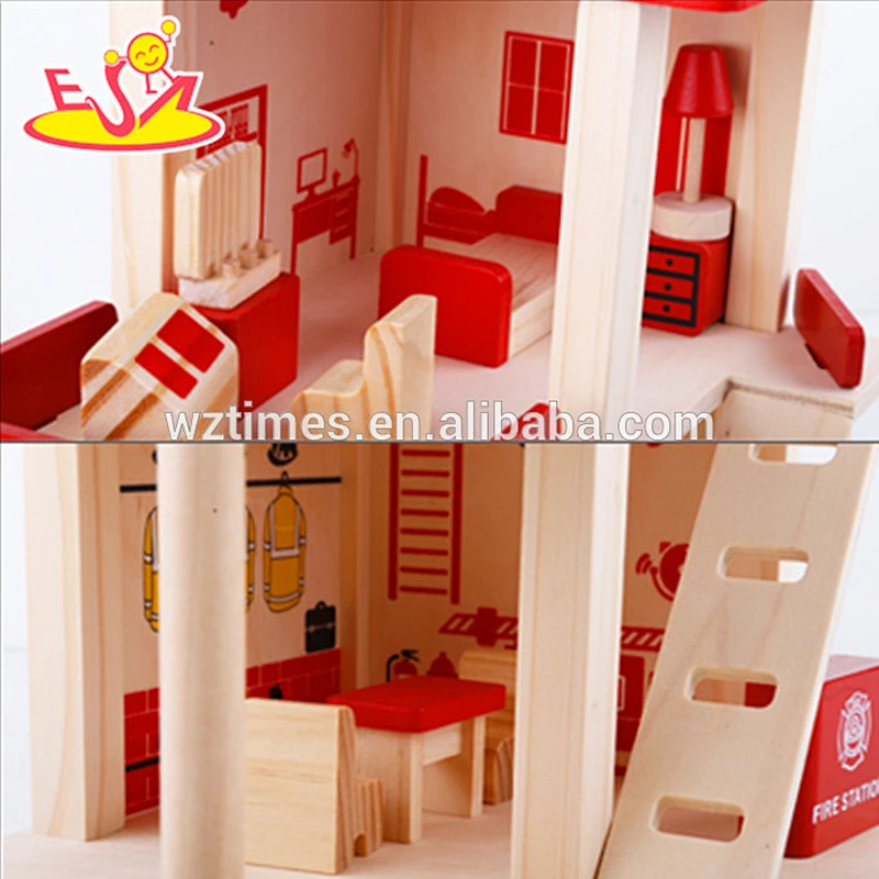 50% Discount kids wooden toy fire station for wholesale W04B030
