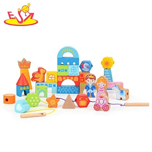 high quality 60PCS educational wooden mini building blocks for wholesale W13A167