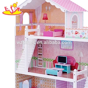 2018 New design girls miniature toys wooden doll house kits W06A083