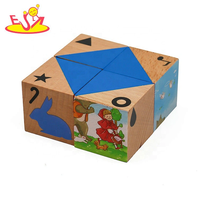 2019 New design 6 sided wooden block cube puzzle for kids W14F062