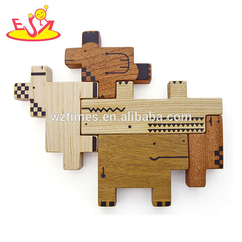 2018 Amazon top seller interesting puzzle toys wooden small jigsaw puzzles for child W14A190