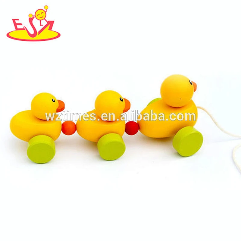 2018 wholesale kids wooden yellow duck toy fashion children wooden yellow duck toy funny baby wooden yellow duck toy W05B146