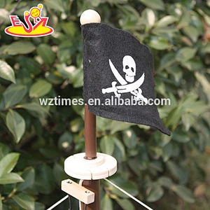 Wholesale cheap sale handmade customized wooden children pirate ship toy as holiday gift W03B001-Z