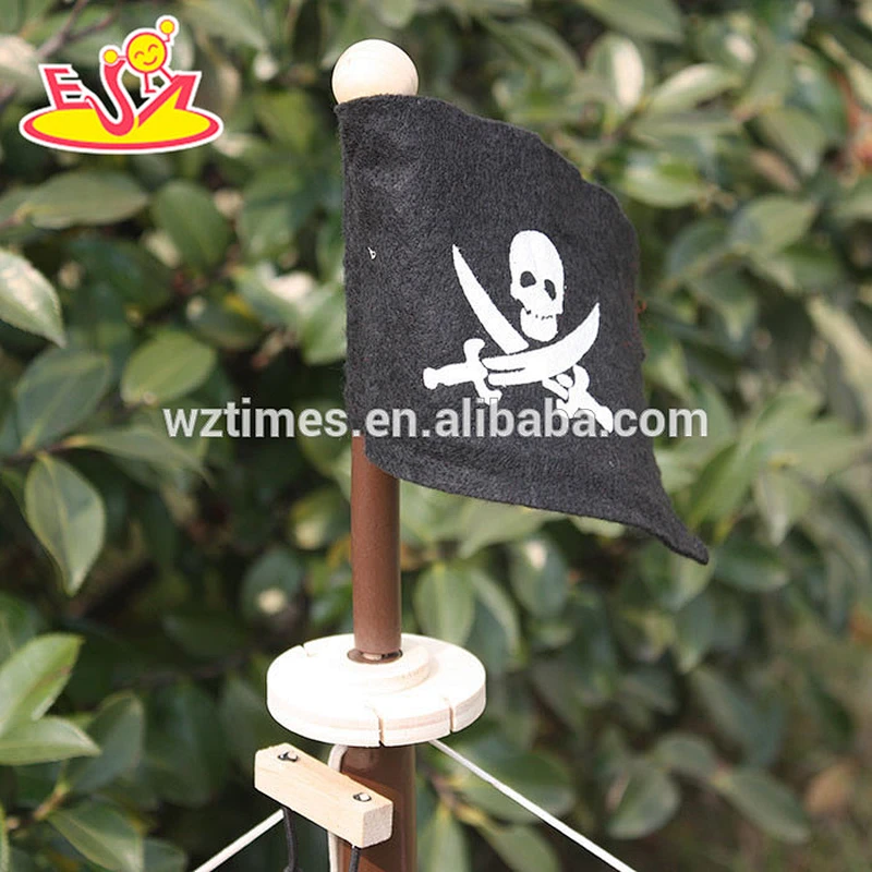 Wholesale cheap sale handmade customized wooden children pirate ship toy as holiday gift W03B001-Z