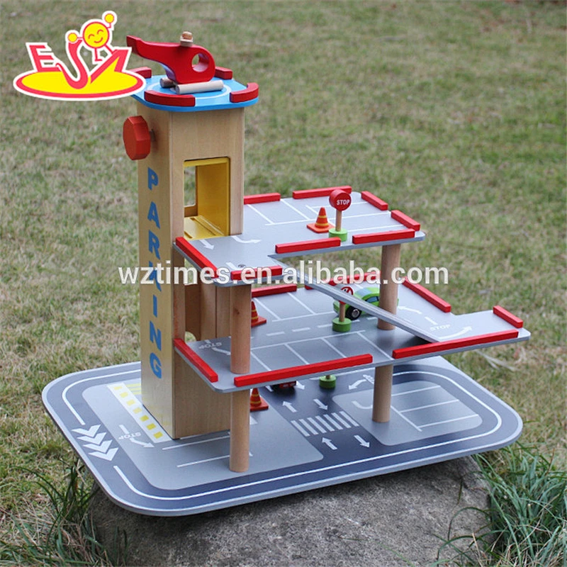 Wholesale cool style customize wooden garage playsets toy bring fun for kids W04B047