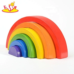 2019 High quality 6 PCS stackable wooden rainbow game for children W13D230