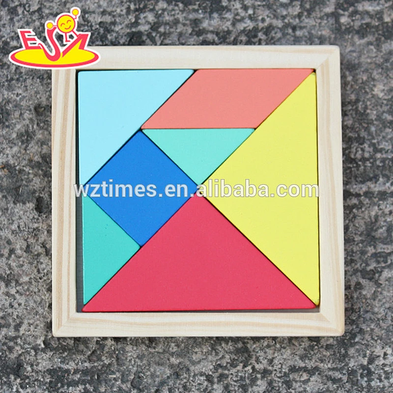 2018 Neues Design 7 Stücke Baby Holz Tangram Puzzles lustige Kinder Holz Tangram Puzzles beste Kinder Tangram Puzzles W14A178