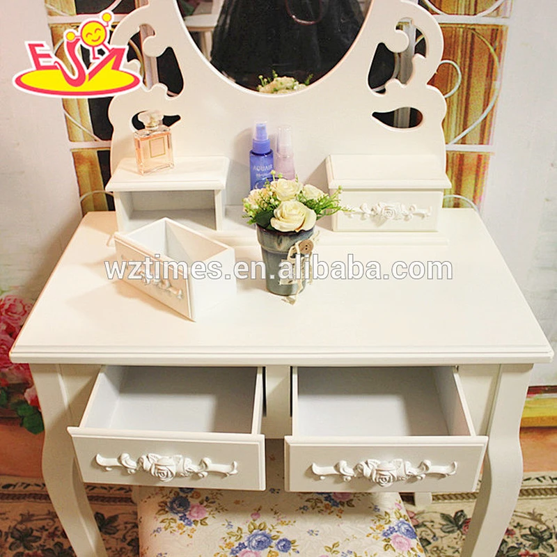2018 New design wooden makeup vanity set white solid wooden makeup vanity set best design wooden makeup vanity set W08H061
