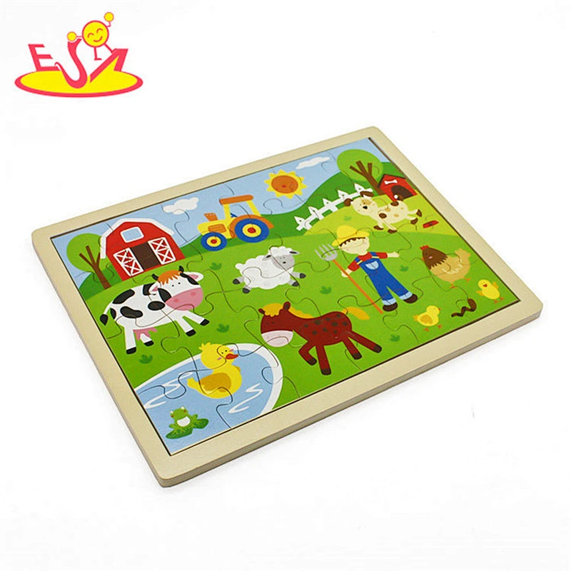 New design cartoon farm wooden baby puzzle for education W14C258