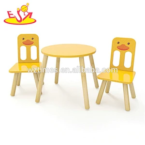 New hottest cartoon bear painted wooden kids table and chair set for school furniture W08G235